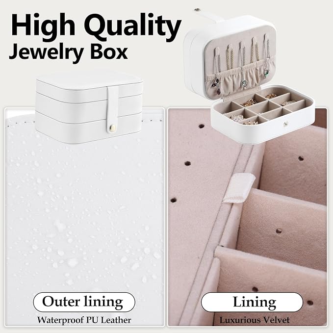 Travel Jewelry Case with LED Lighted Mirror, Portable Travel Jewelry Organizer - Image 4