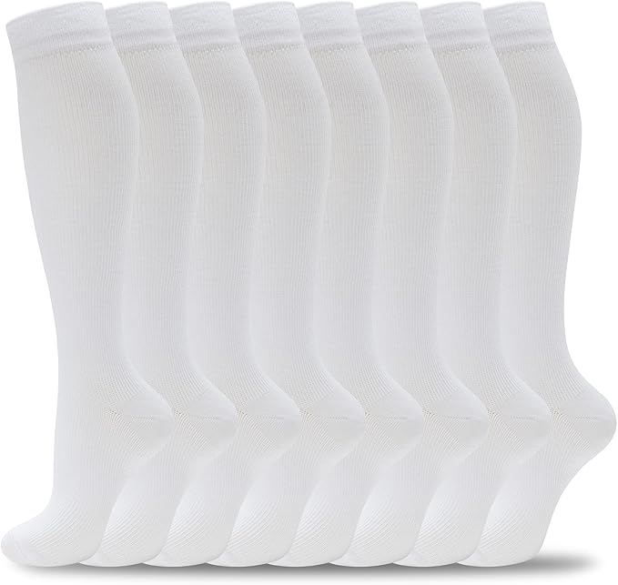 Compression Socks for Women Men Circulation Knee High 8 Pairs for Nurses by HELLOMOMOYA