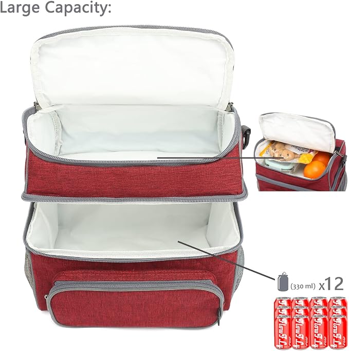 FlowFly Double Layer Cooler Insulated Lunch Bag Adult Lunch Box Large Tote Bag - Image 5