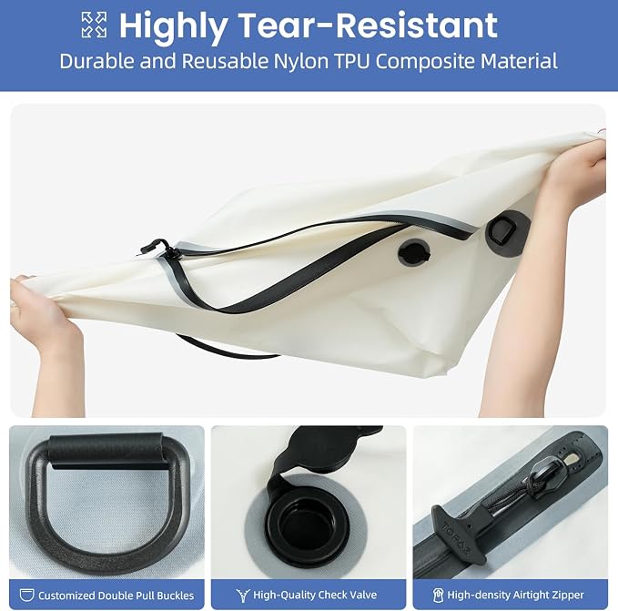 BAGAIL TPU Vacuum Bag for Travel, Reusable Compression Bag - Image 7