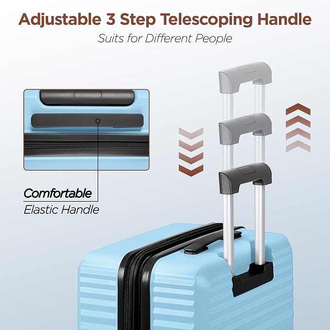 SHOWKOO Luggage Sets 3 Piece Hardside Expandable Suitcase - Image 6