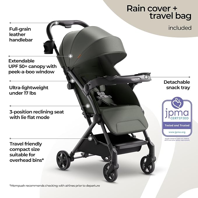 Mompush Lithe V2 Lightweight Travel Stroller, Compact Foldable Baby Stroller - Image 3