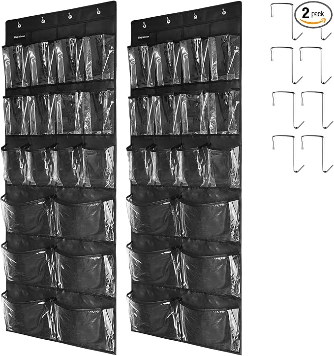 2 Pack Extra Large Hanging Over Door Shoe Organizers, closet shoe organizer by TidyMaster