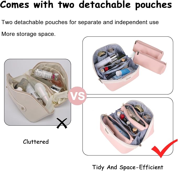BOYATU Travel Makeup Bag Organizer Cosmetic Bag: 3 Pcs Set Make up Bags - Image 2