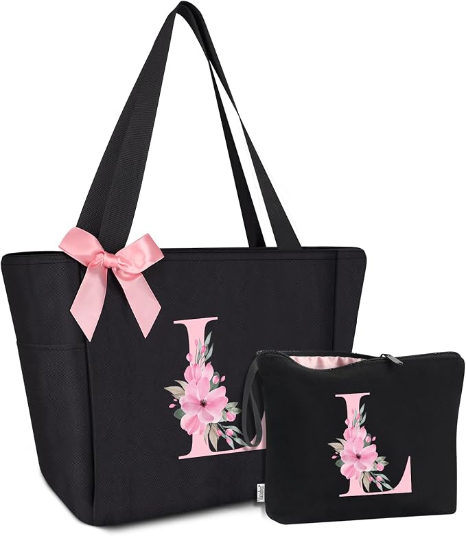 Vavabox Tote Bag, A-Z Initial Monogrammed Waterproof Tote Bag, Bridesmaid Gifts by Vavabox
