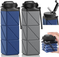 2pcs Collapsible Water Bottles 20.6oz Foldable Water Bottle BPA Free Reusable by POPDIGITO