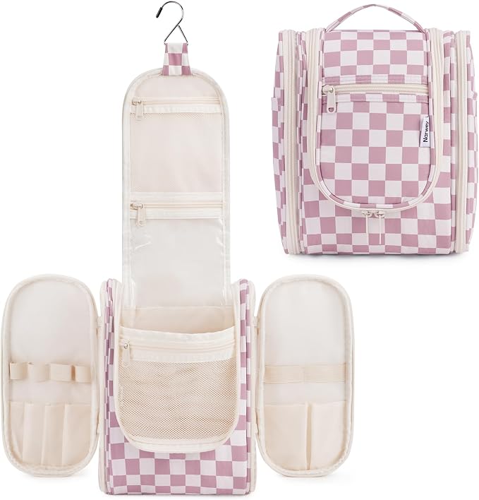Narwey Small Checkered Hanging Travel Toiletry Bag by Narwey