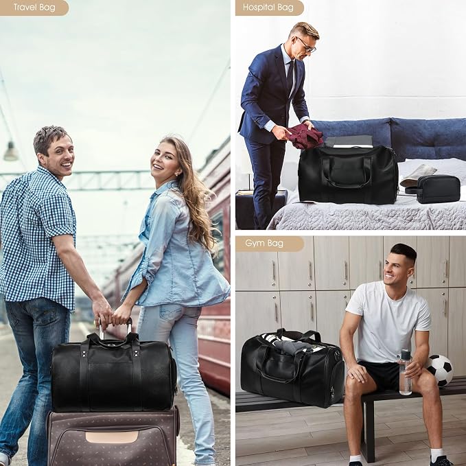Wogarl 3PCS Leather Weekender Bag - Image 7
