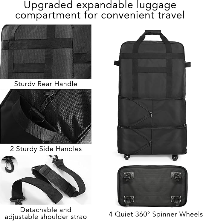 Suitcases with Wheels, Expandable Foldable Luggage Bag - Image 4