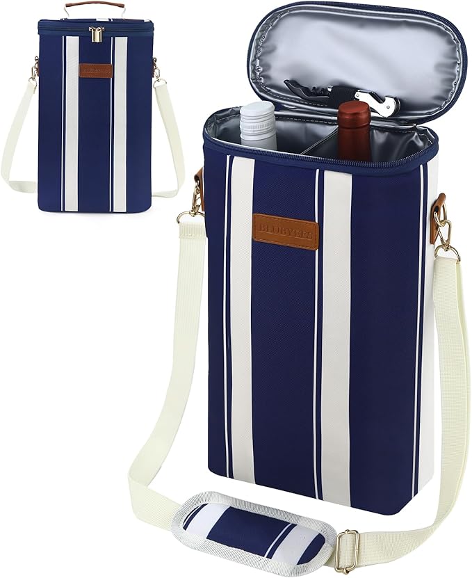 2-Bottle Insulated Wine Carrier Tote by BLUBYEES