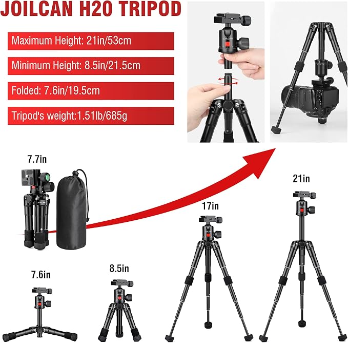 JOILCAN Mini Tripod for Camera, Portable Travel Tripods for DSLR Phone Projector - Image 4