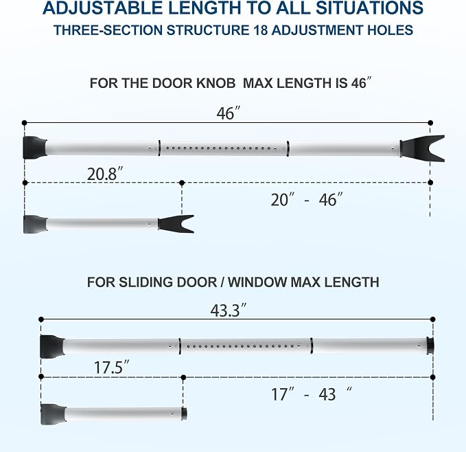 Rerishom Door Security Bar, Door Stoppers Security bar, Heavy Duty Door Lock - Image 3