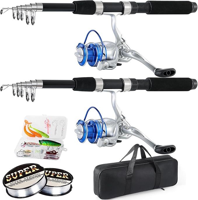 Fishing Pole Combo, 6.9ft 2Pcs Telescopic Rods Set, Collapsible Fishing Rods by Tripquips