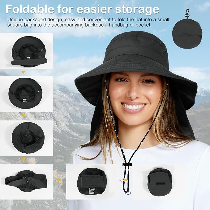 Water-Resistant Sun UPF 50+ Bucket Hat Protection Packable Brimmed Boonie - Image 4