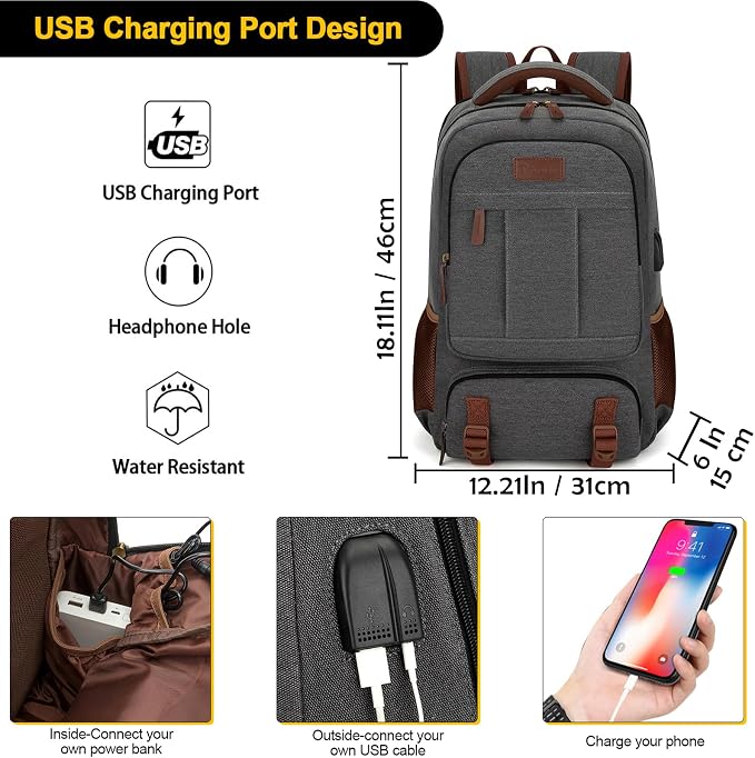 Tzowla Canvas Laptop Backpack, Bag - Image 2