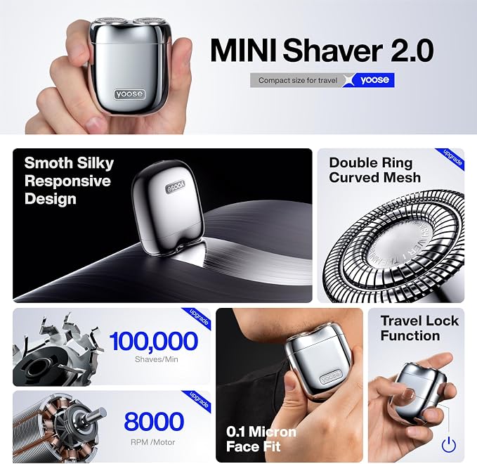 yoose Mini Shaver, Portable Alloy Electric Shaver - Image 6