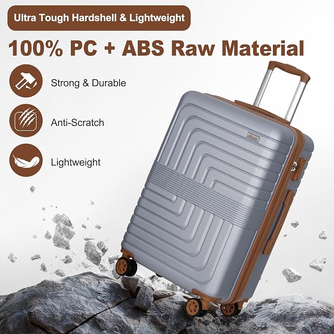 Romswi Luggage Sets 3 Piece Expandable PC+ABS Suitcases, Durable Hardshell - Image 3