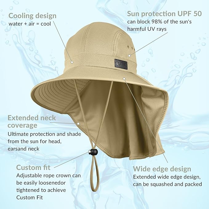 Sukeen Cooling Sun Hat for Men Women UPF50+ Wide Brim Fishing Hat - Image 2