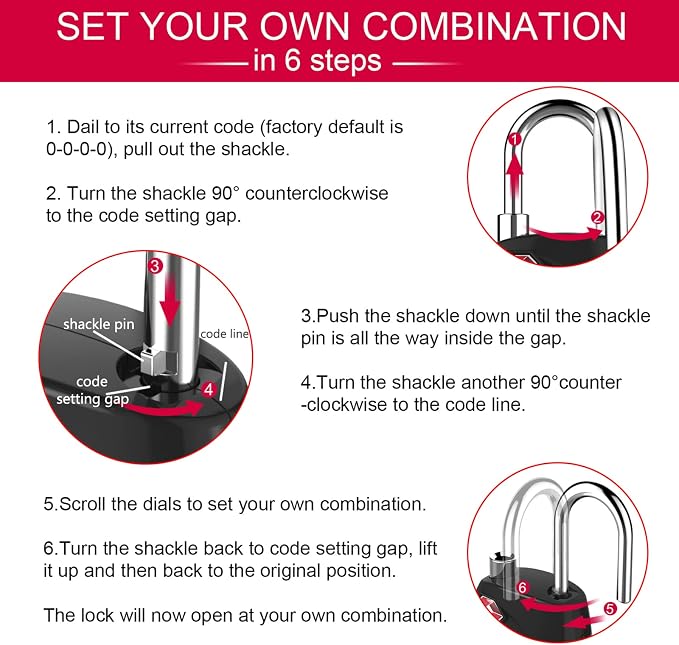 ZHEGE Suitcase Lock TSA Approved, 4 Digit Combination Luggage Lock Resettable - Image 7