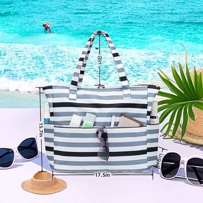 LEDAOU Beach Bag Waterproof Sandproof Women Tote Bag Pool Bag - Image 8