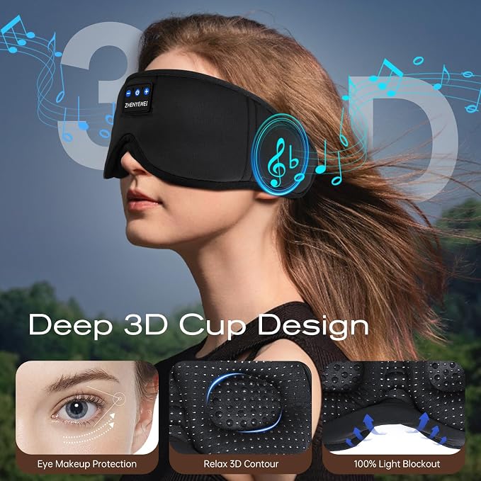 3D Sleep Mask with Bluetooth Headphones, Sleeping Headphones - Image 7