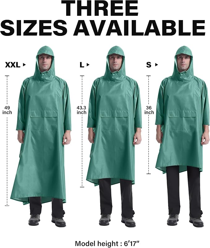 iCreek Hooded Rain Poncho with Pocket Waterproof Lightweight Unisex Raincoat - Image 6