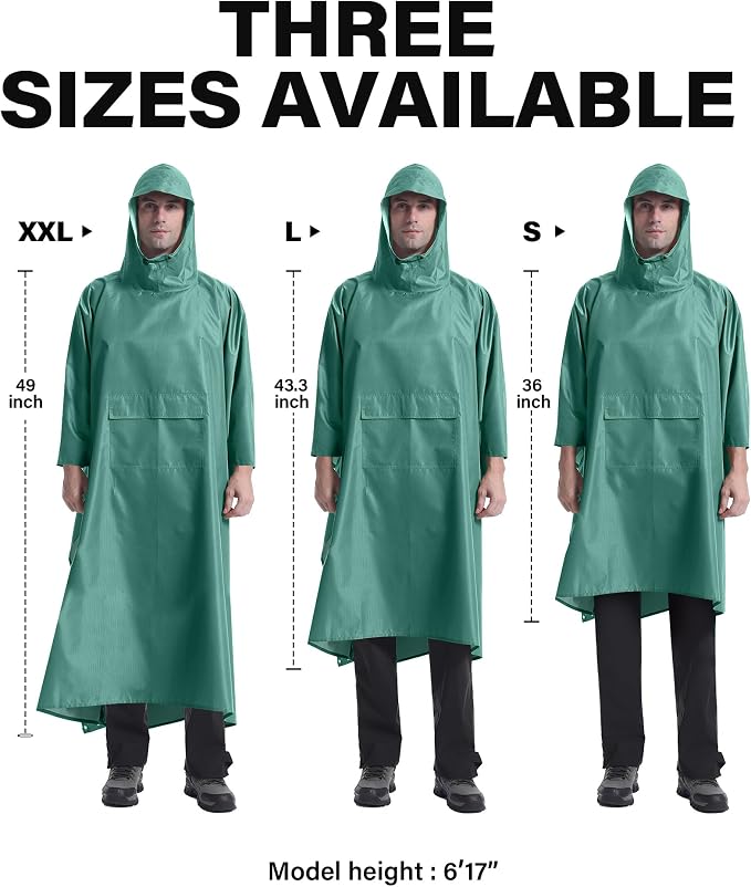 iCreek Hooded Rain Poncho with Pocket Waterproof Lightweight Unisex Raincoat - Image 6