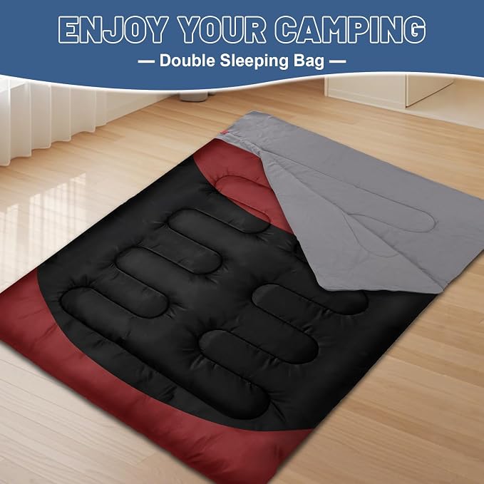 Double Sleeping Bag for Adults Machine Washable 2 Person Camping Sleeping Bag - Image 9