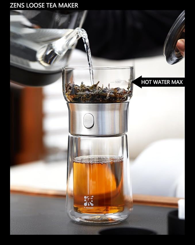 ZENS Modern Glass Tea Infuser Teapot, Smart One Touch Tea Maker - Image 3