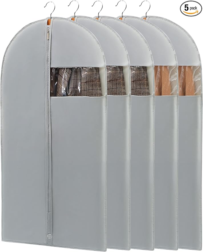 43" Garment Bags for Hanging Clothes, Suit Bags for Closet Storage and Travel by Perber
