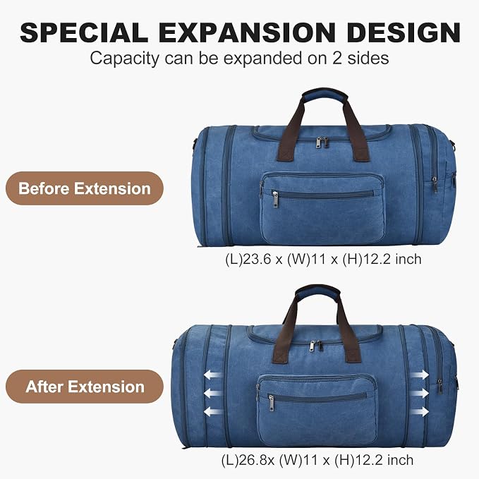 Felipe Varela 60L Duffle Bag for Men, Large Expandable Canvas Duffel Bag for - Image 2