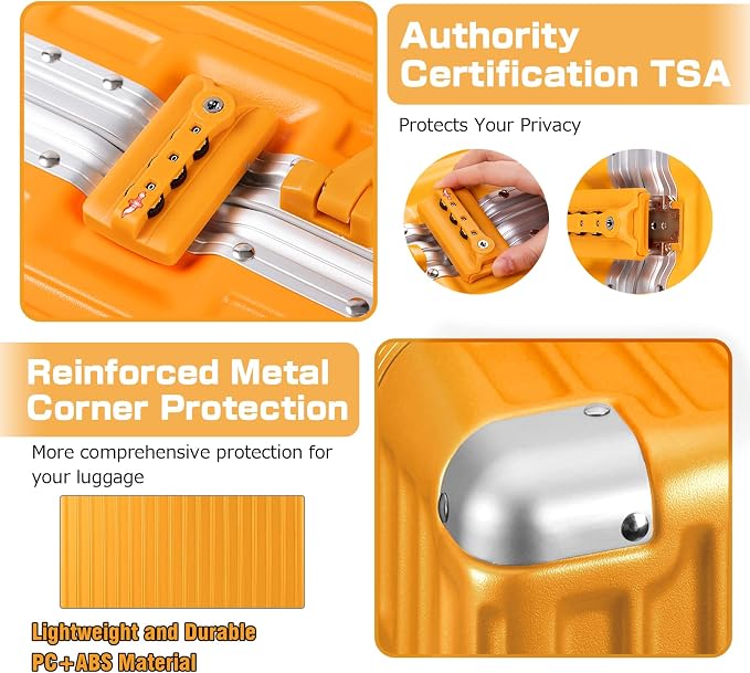 AnyZip Luggage Aluminium Frame Suitcase Hard Shell TSA Lock No Zipper 28In - Image 4