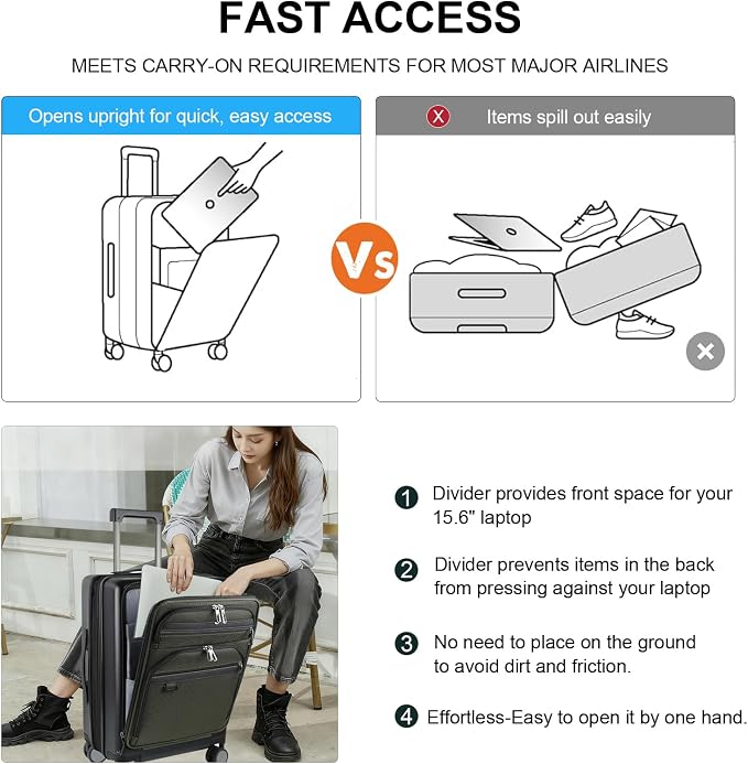 KROSER Hardside Expandable Carry On Luggage 22x14x9 Airline Approved - Image 6