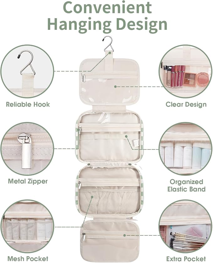 Narwey Travel Toiletry Bag for Women Large Hanging Makeup Bag Organizer - Image 7