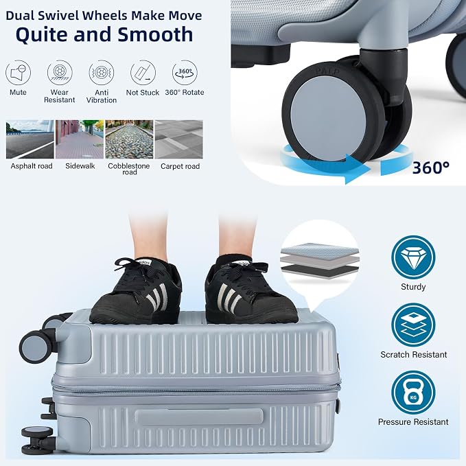 Hard Shell Suitcases Expandable Travel Luggage Sets 3 Piece, Carry on and Check - Image 6