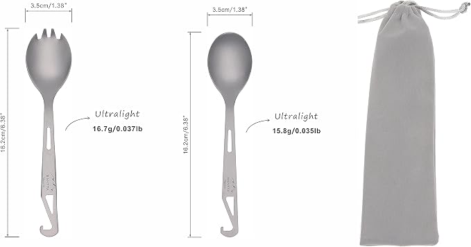 SANTTA Titanium Camping Utensil Set, Titanium Spork, Spoon Fork & Bottle Opener - Image 7