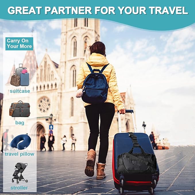 2Pack Add Bag Luggag Straps for Carry On Bag, Adjustable Suitcase Belt Add Bag - Image 5