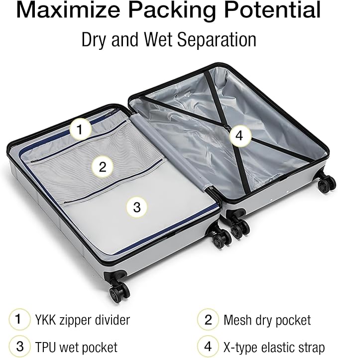 KYME Suitcases with Wheels Hardshell 30 Inch Luggage TSA Approved Large Checked - Image 3