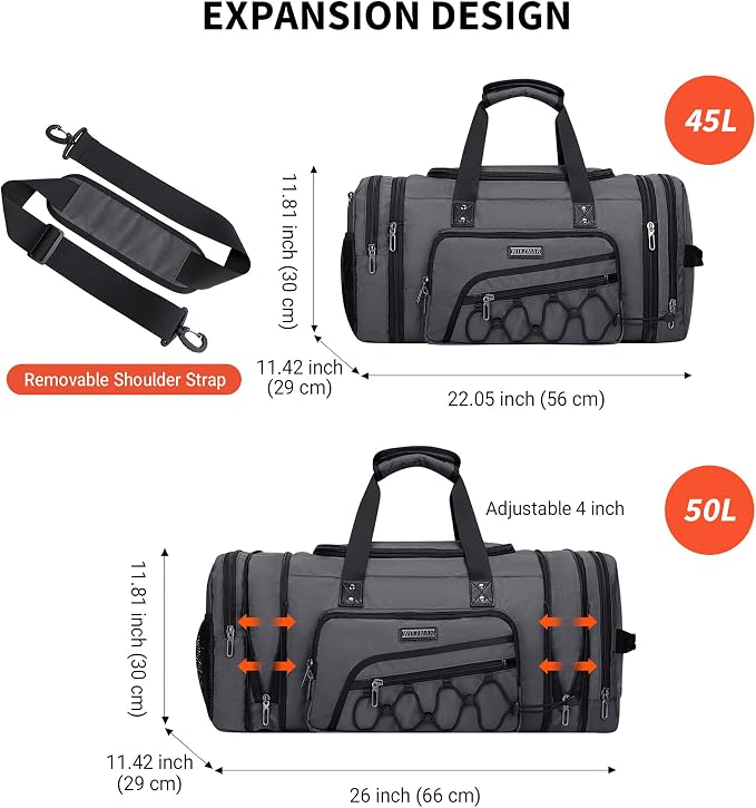 WITZMAN Duffle Bag for Men Nylon Large Gym Weekender Bag - Image 3