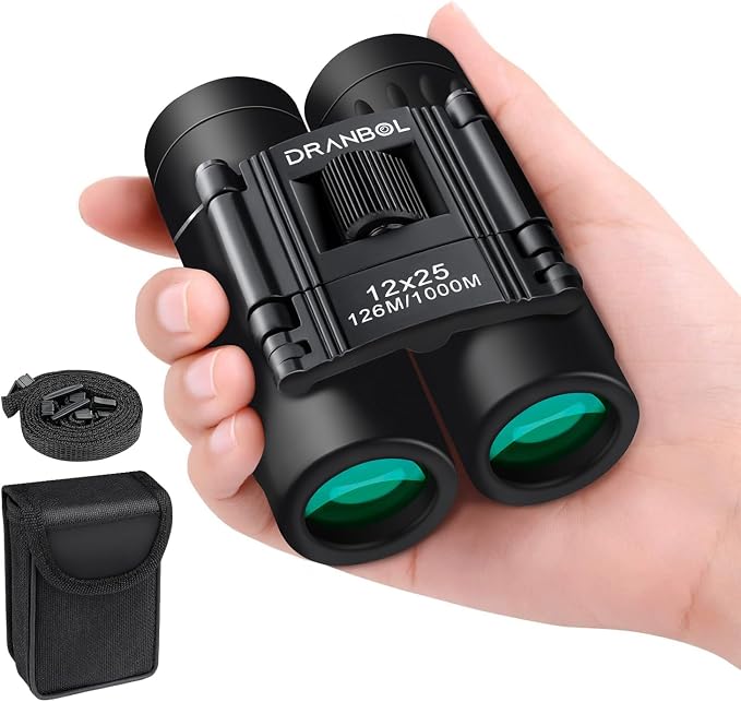 12X25 Mini Pocket Binoculars for Adults Kids, Small Compact Binoculars for Bird by DRANBOL
