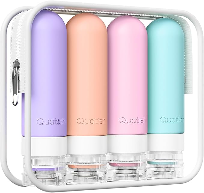 Quatish Travel Bottles for Toiletries, Original Patented Leak Proof Travel Size by Quatish
