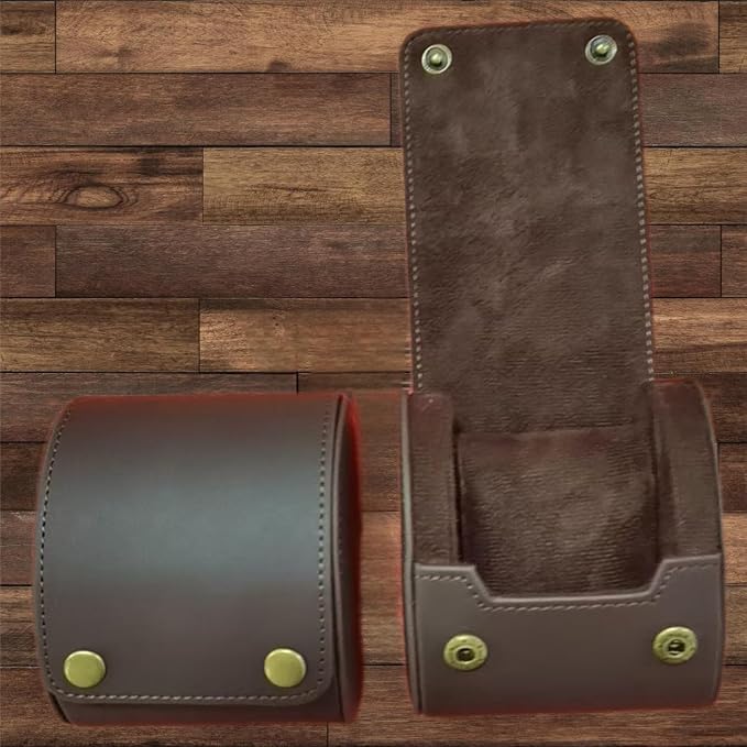 Leather Single Watch Case, Genuine Leather Vintage Watch Roll Travel Case - Image 6