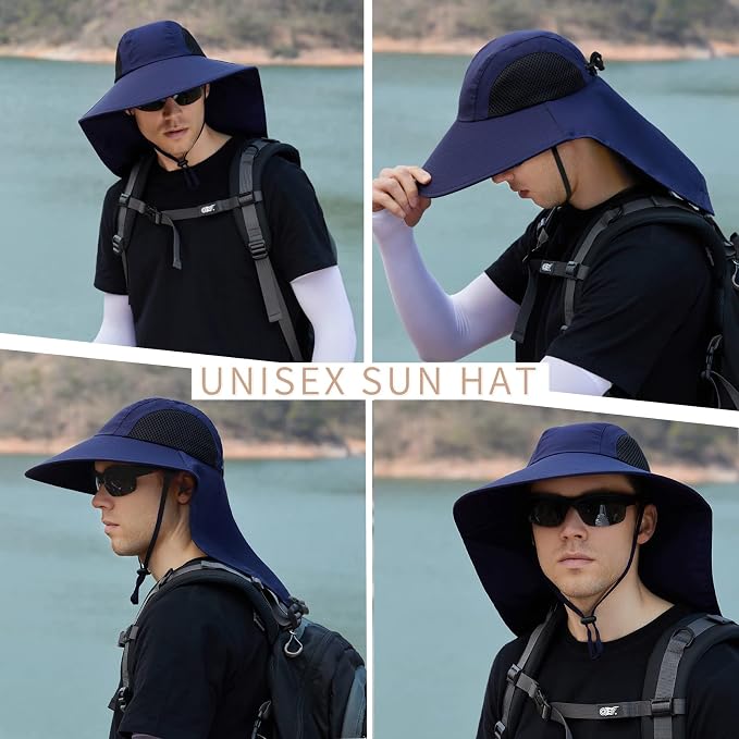 Sun Hat for Men Women with Neck Flap, UPF 50+ UV Protective Hiking Fishing Hats - Image 5