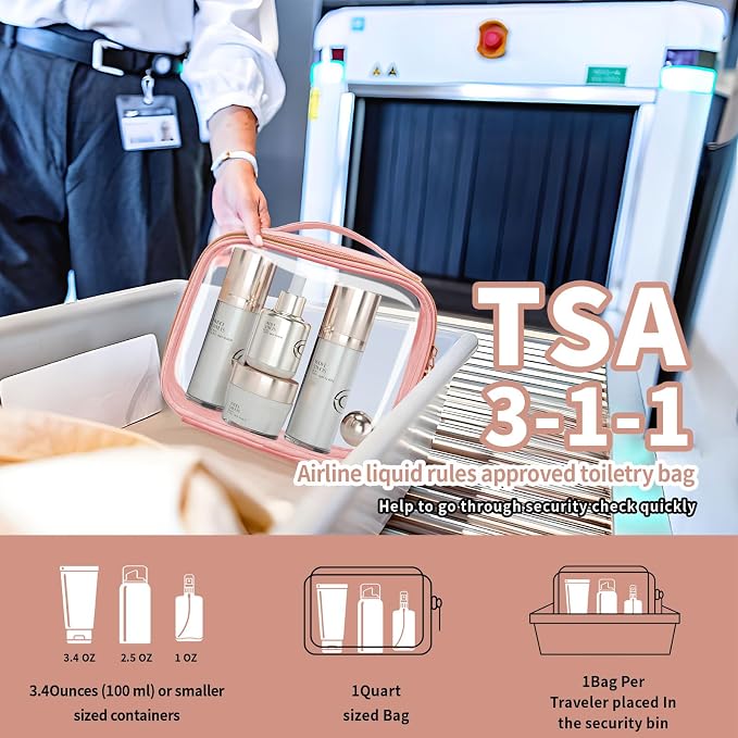 TSA Approved Travel Toiletry Bag, 4 Pack Clear Makeup Bags - Image 3