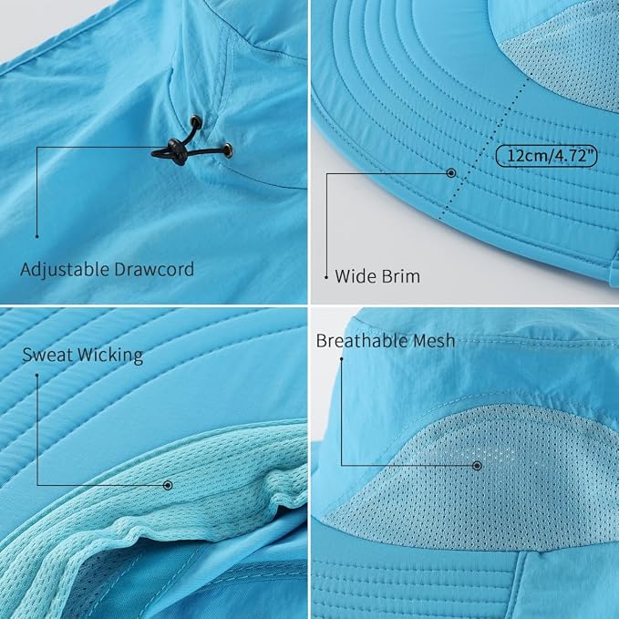 Home Prefer Outdoor UPF50+ Sun Hat Wide Brim Mesh Fishing Hat - Image 4