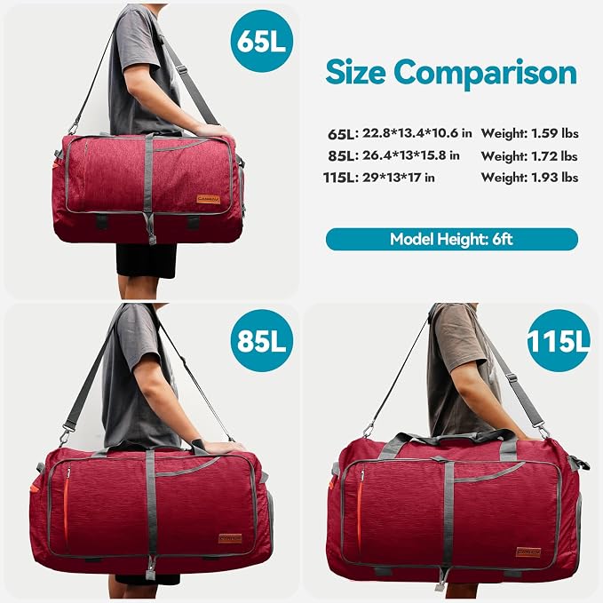 Canway 115L Travel Duffel Bag, Foldable Weekender Bag - Image 2