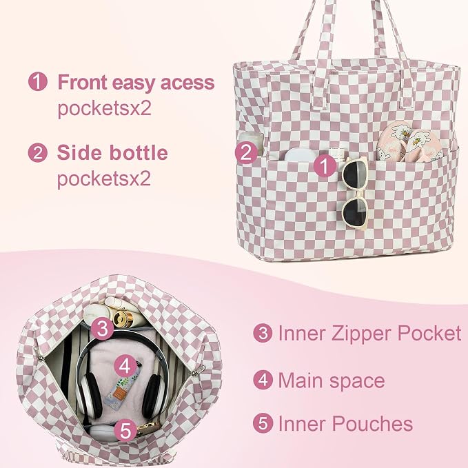 LEDAOU Beach Bag Waterproof Sandproof Women Tote Bag Pool Bag - Image 6