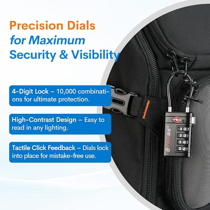 Forge TSA Approved Luggage Locks 4 Digit Combination TSA Travel Locks - Image 6