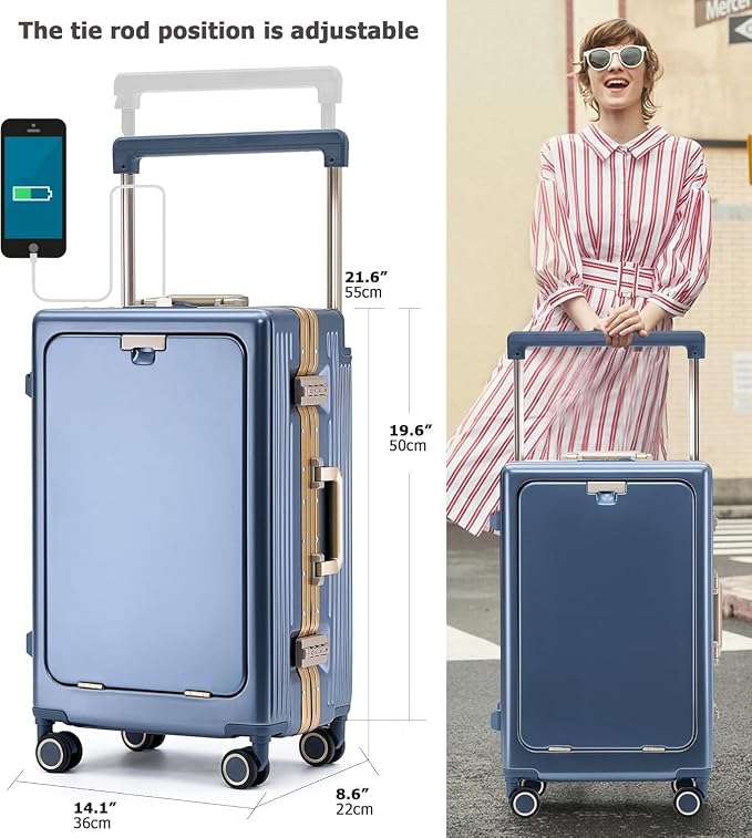 feilario 20" Aluminium Frame Hardside PC Carry on Luggage - Image 3