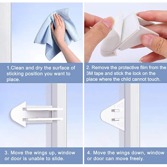 6-Pack Sliding Door Locks for Baby Safety, Viaky Child Cabinet Proofing Strong - Image 8